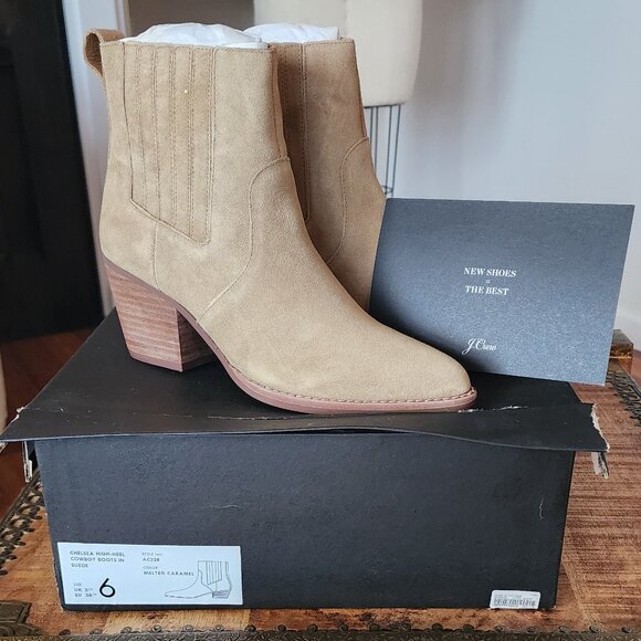 J. Crew Shoes - J. CREW Chelsea High-heel Cowboy Boots in Suede Size 6